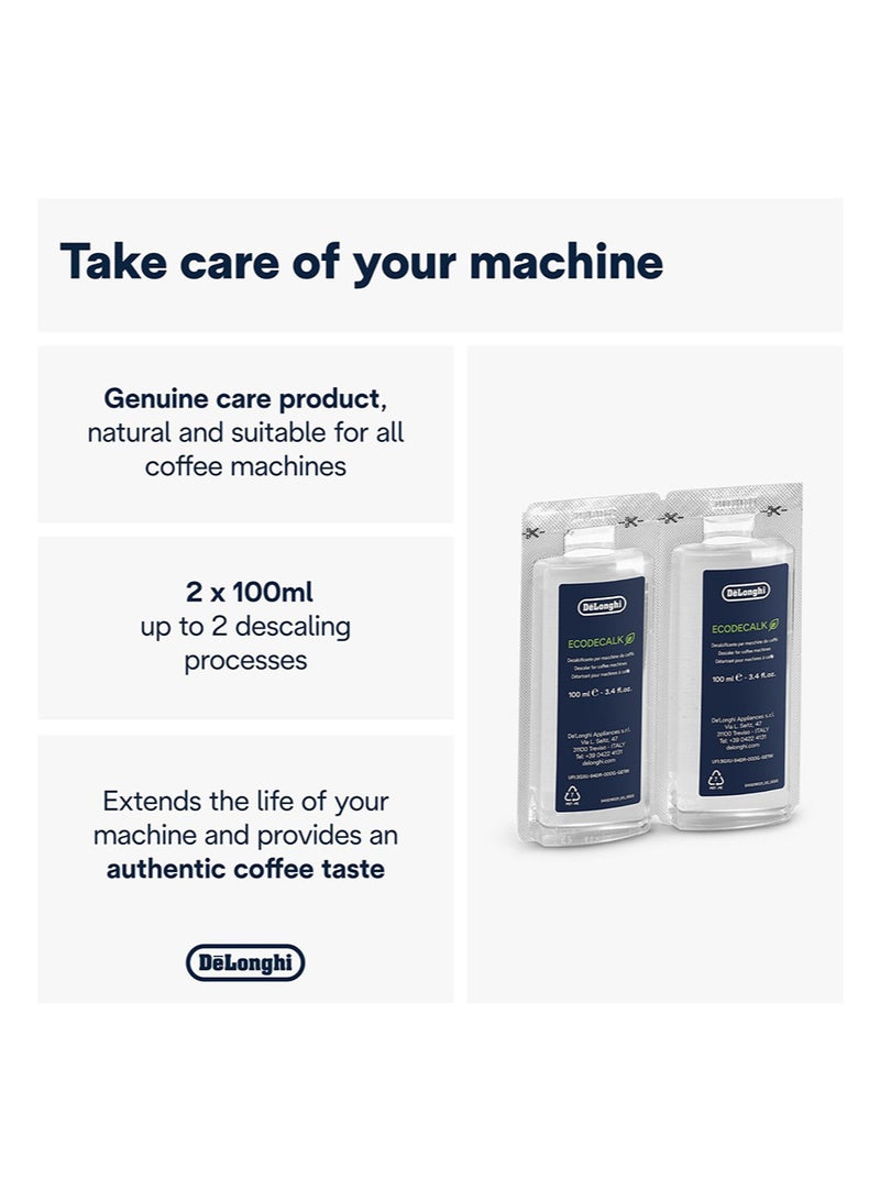 De'Longhi Delonghi EcoDecalk Descaler， Eco Friendly Universal Descaling Solution for Coffee Machines and Espresso Machines (2pcs 100ml) - Image 2